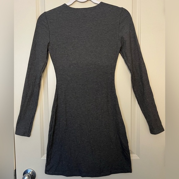 Reformation Knit Dress Size XS Dark Grey Ribbed Stretch - Picture 3 of 6